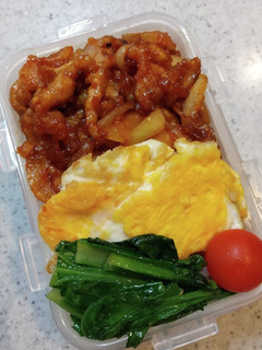 お弁当 ポークケチャップ 小松菜炒め物-レシピのメイン写真