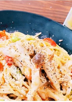 超簡単まいたけとツナとトマトの美人パスタ-レシピのメイン写真