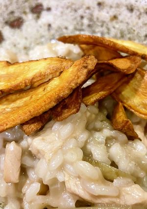 ごぼうと豚肉のチーズリゾット ワインの友-レシピのメイン写真
