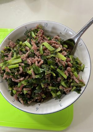 ご飯のお供 大根の葉のミンチ炒め-レシピのメイン写真