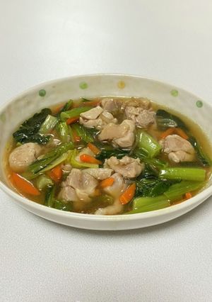鶏もも肉と小松菜人参もやしのあんかけ-レシピのメイン写真
