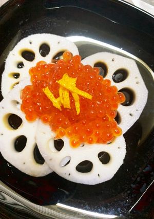 お正月料理　酢蓮のいくらのせ-レシピのメイン写真