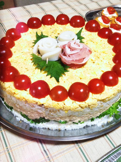 クリスマス寿司ケーキ-レシピのメイン写真