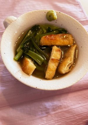 焼きおにぎりの薄揚げと小松菜の吉野餡かけ-レシピのメイン写真