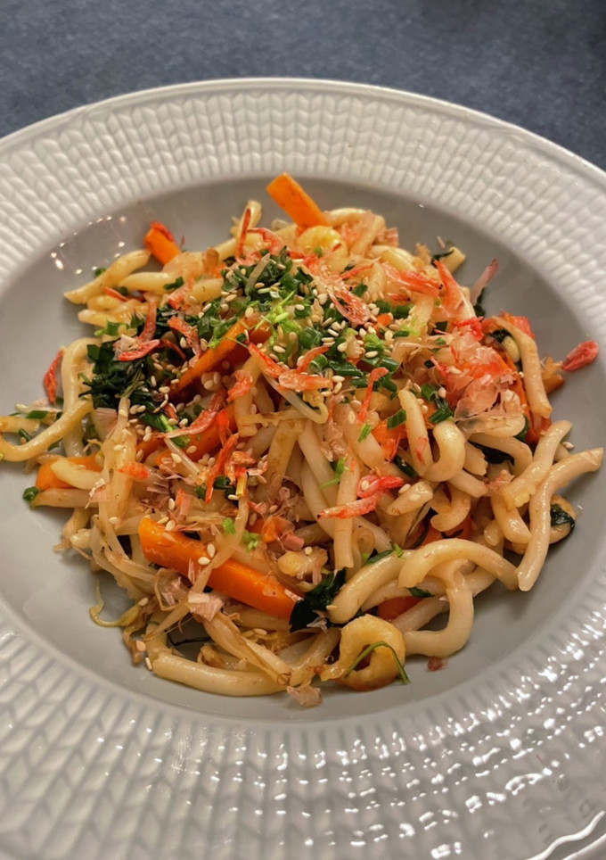 海老とあっさり和風だし　焼きうどん　-レシピのメイン写真