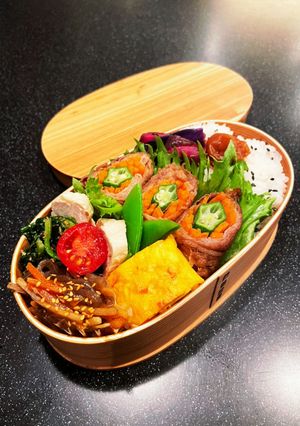 高校生弁当　オクラと人参の肉巻き弁当-レシピのメイン写真