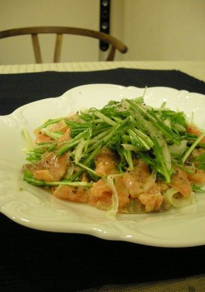 サーモンのマリネ with玉ねぎと水菜-レシピのメイン写真