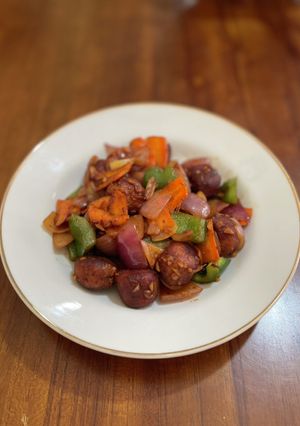 ミートボールと野菜のチリソース炒め♪-レシピのメイン写真