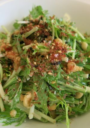 水菜と天かすのサラダ（かつおマヨ味）-レシピのメイン写真