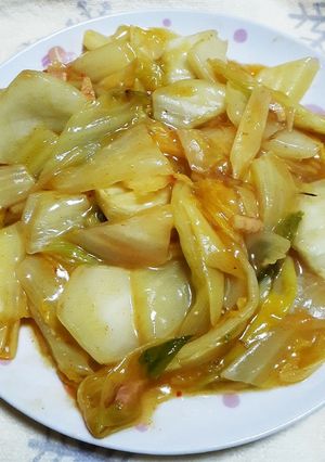 白菜とべ－コンのカレー餡掛け煮。-レシピのメイン写真