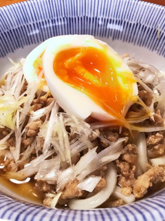 牛蒡と生姜たっぷり鶏そぼろDEかけうどん-レシピのメイン写真