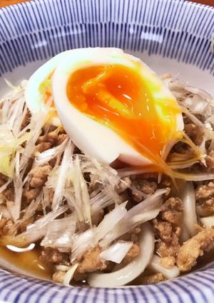 牛蒡と生姜たっぷり鶏そぼろDEかけうどん-レシピのメイン写真