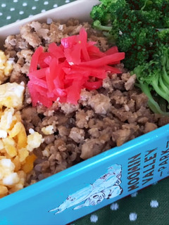牛蒡と生姜たっぷり鶏そぼろDE3色弁当-レシピのメイン写真