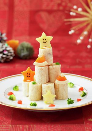 離乳食 パンケーキクリスマスロールタワー-レシピのメイン写真