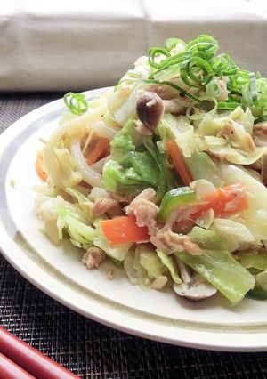 【主食・主菜・副菜】レンジで焼きうどん-レシピのメイン写真