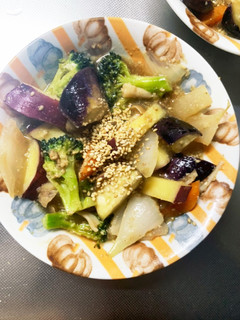 根菜茄子肉なし甘辛照り焼き味温野菜サラダ-レシピのメイン写真