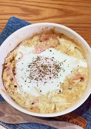 オートミールごはんでカルボナーラ風ドリア-レシピのメイン写真