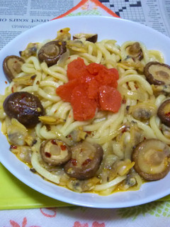 椎茸&剥きあさりたっぷりの焼きうどん-レシピのメイン写真