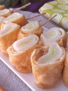 ジュワッ♪ 長ねぎの油揚げ巻きの白だし煮-レシピのメイン写真