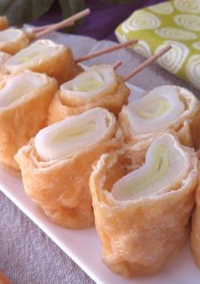 ジュワッ♪　長ねぎの油揚げ巻きの白だし煮-レシピのメイン写真