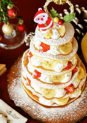 簡単♡バナナのクリスマスツリーパンケーキ-レシピのメイン写真