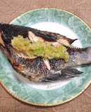メジナを焼いてねぎ塩だれのせ