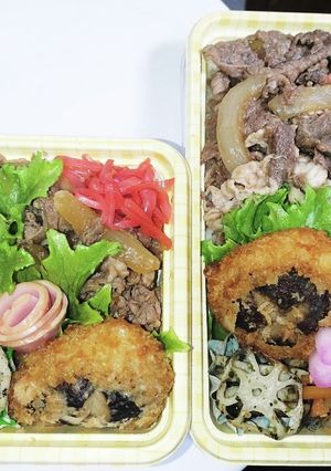 【夫婦弁当186】牛丼とお惣菜-レシピのメイン写真