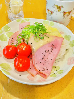 我が家の丼☆私の朝ごはん♪ハムチーズ丼✨-レシピのメイン写真