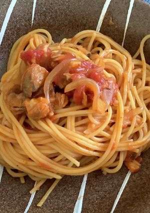 トマト缶とサバ味噌煮缶でワンパンパスタ-レシピのメイン写真