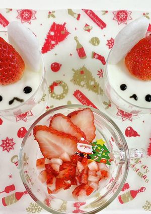 うさぎサンタミルクプリン☆ゼラチン卵不要-レシピのメイン写真