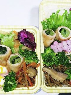 【夫婦弁当187】小松菜肉巻と金平ごぼう-レシピのメイン写真
