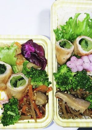 【夫婦弁当187】小松菜肉巻と金平ごぼう-レシピのメイン写真