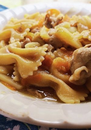 時短!豚肉とポテトの餡かけカレーパスタ-レシピのメイン写真