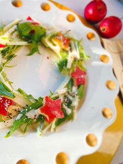 水菜とりんごのリースサラダ★クリスマスに-レシピのメイン写真