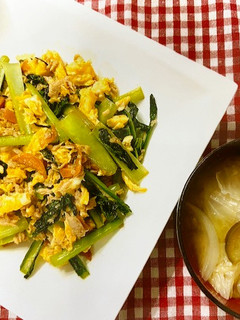 彩り炒めと野菜の旨み味噌汁-レシピのメイン写真