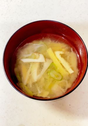 エリンギ 榎 油揚げ ねぎの味噌汁^^-レシピのメイン写真