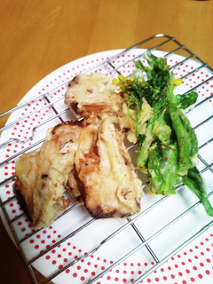 カツオのたたきとアスパラ菜の天ぷら-レシピのメイン写真