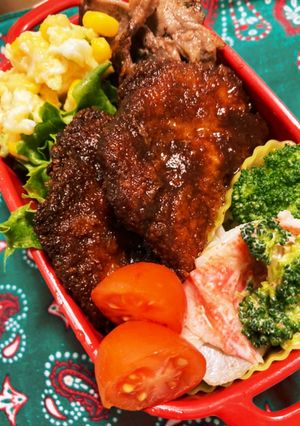 高校生弁当、ソースカツ弁。もち麦弁当-レシピのメイン写真