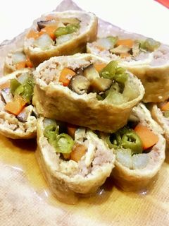 ひき肉と野菜の油揚げ巻き-レシピのメイン写真