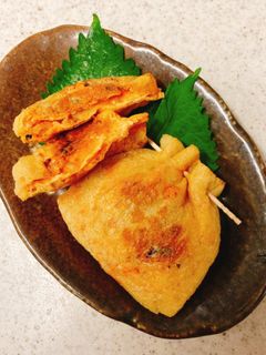 キムチーズの油揚げ巾着焼き-レシピのメイン写真