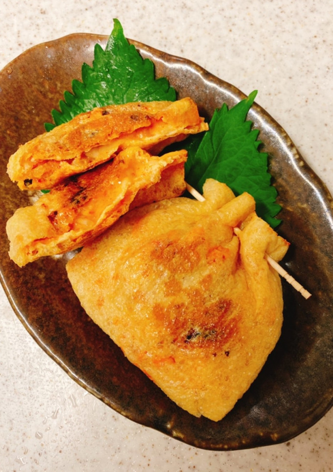 キムチーズの油揚げ巾着焼き-レシピのメイン写真