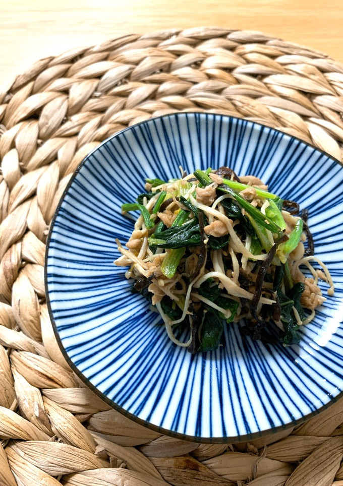 【副菜】ほうれん草とえのきの塩昆布炒め-レシピのメイン写真