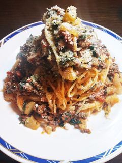 簡単☆挽き肉とセロリのトマトソースパスタ-レシピのメイン写真
