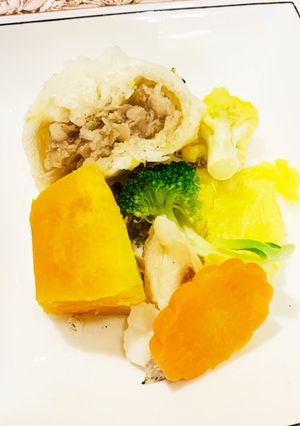肉まん♡体ポカポカ蒸し野菜♡スズキ添え-レシピのメイン写真