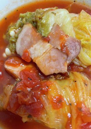 #旬のオレンジ白菜ロールのトマト煮-レシピのメイン写真