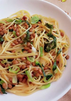 ノンオイル☆納豆と大葉の和風パスタ-レシピのメイン写真