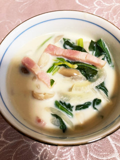 ほうれん草としめじの豆乳スープ-レシピのメイン写真
