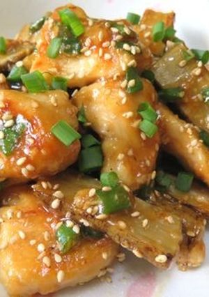 鶏むね肉とごぼうのちょい酢照り焼き-レシピのメイン写真