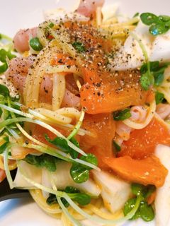 柿とカブのマリネ…を冷製パスタにも!-レシピのメイン写真