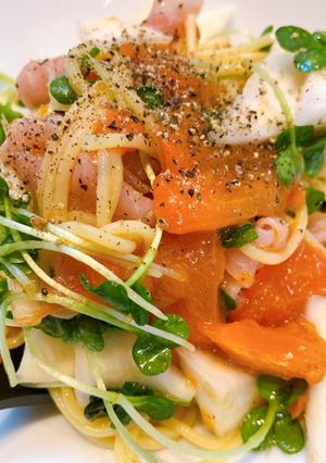 柿とカブのマリネ…を冷製パスタにも！-レシピのメイン写真
